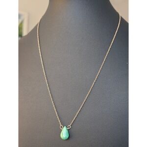 Gold-filled Turquoise Teardrop Necklace Dainty Vintage